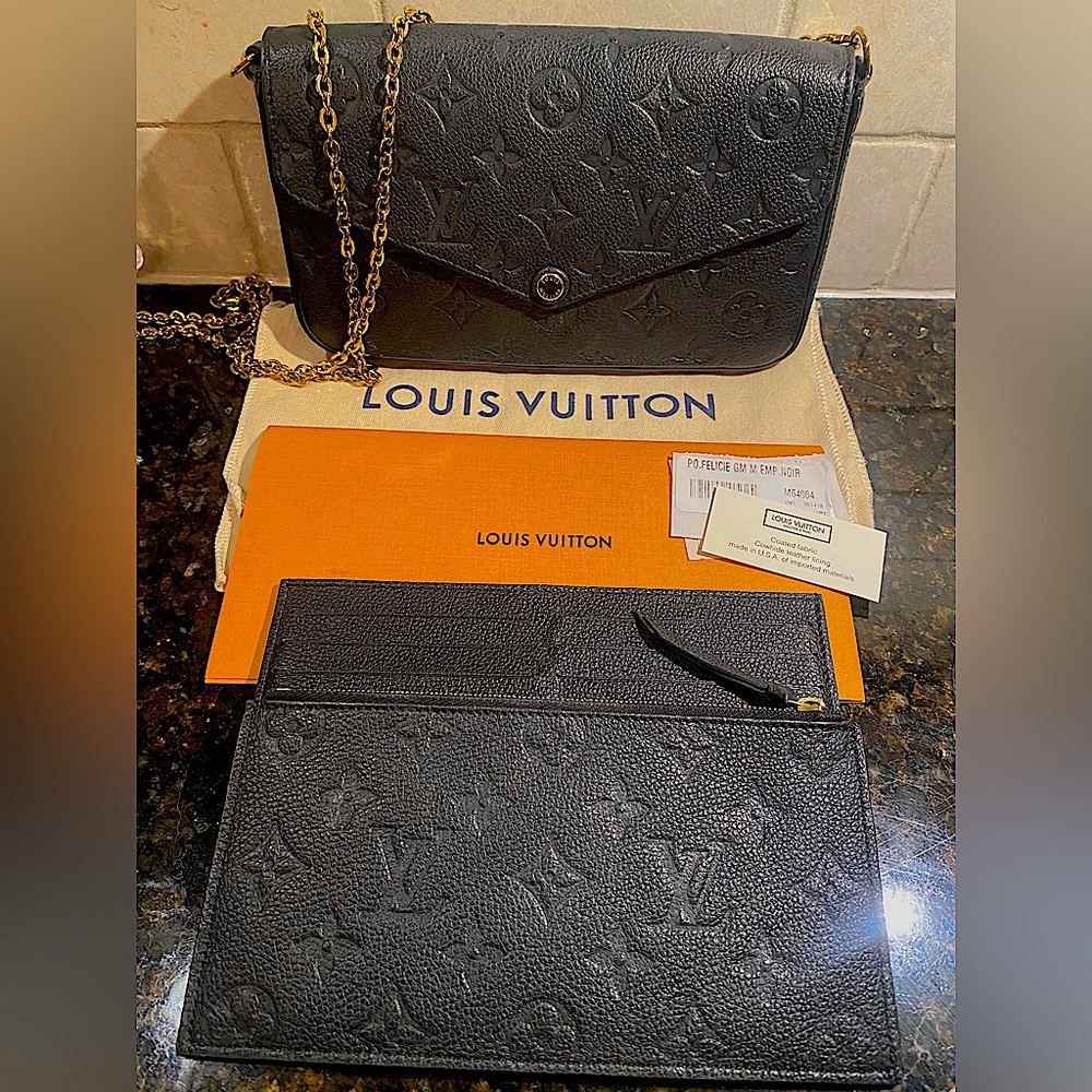 LOUIS VUITTON POCHETTE FELICIE BLACK EMPREINTE **AUTH**